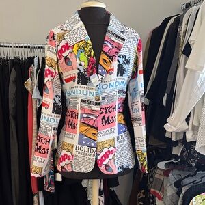 Colorful Comic Print Blazer